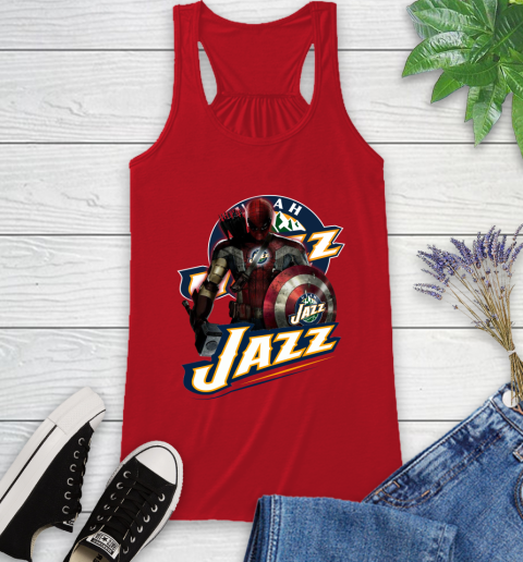 Utah Jazz NBA Basketball Captain America Thor Spider Man Hawkeye Avengers Racerback Tank 6