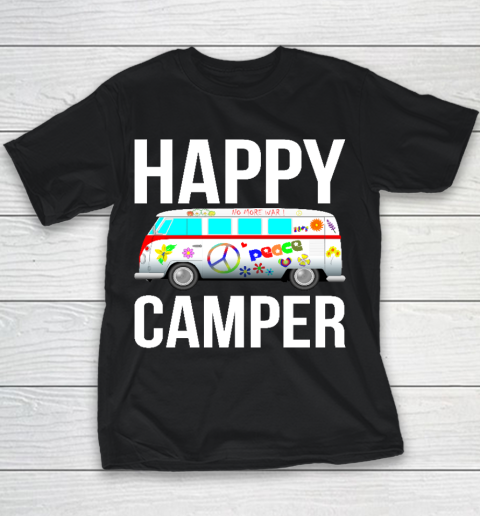 Happy Camper Camping Van Peace Sign Hippies 1970s Campers Youth T-Shirt