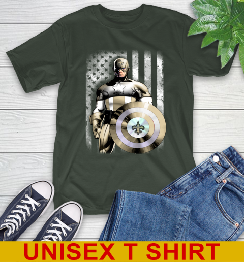 New Orleans Saints NFL Football Captain America Marvel Avengers American Flag Shirt T-Shirt 6