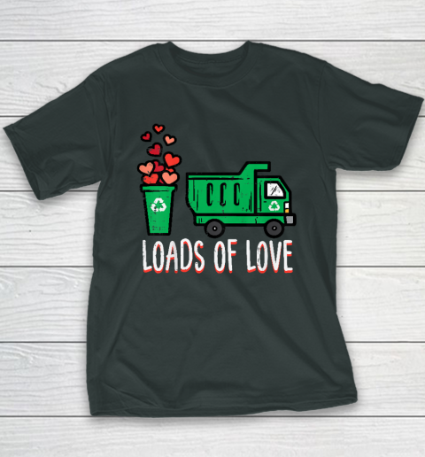 Kids Valentines Day Garbage Truck Loads Of Love Youth T-Shirt 3