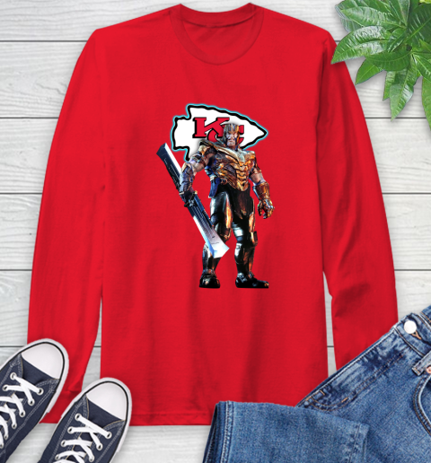 NFL Thanos Gauntlet Avengers Endgame Football Kansas City Chiefs Long Sleeve T-Shirt 10