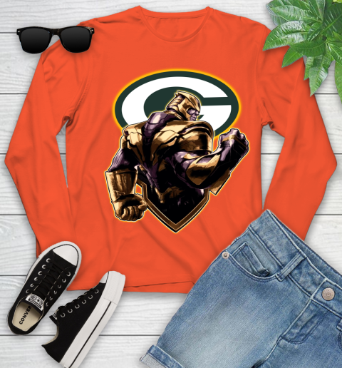 NFL Thanos Avengers Endgame Football Sports Green Bay Packers Youth Long Sleeve 4