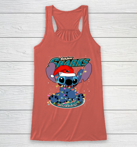 San Jose Sharks NHL Hockey noel stitch Christmas Racerback Tank 2