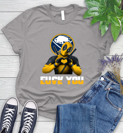 NHL Buffalo Sabres Deadpool Love You Fuck You Hockey Sports Women's T-Shirt 5