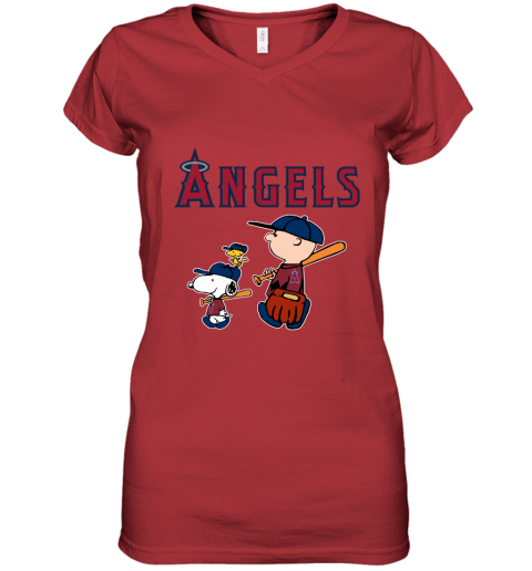 Los Angeles Angels Baseball Heart Banner Fringe Tee 3T / Red