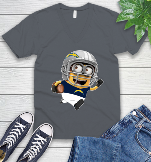 NFL San Diego Chargers Minions Disney Football Sports V-Neck T-Shirt 5