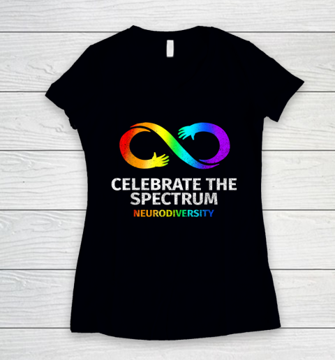 Neurodiversity Celebrate Spectrum Infinity Autism Awareness Women's V-Neck T-Shirt