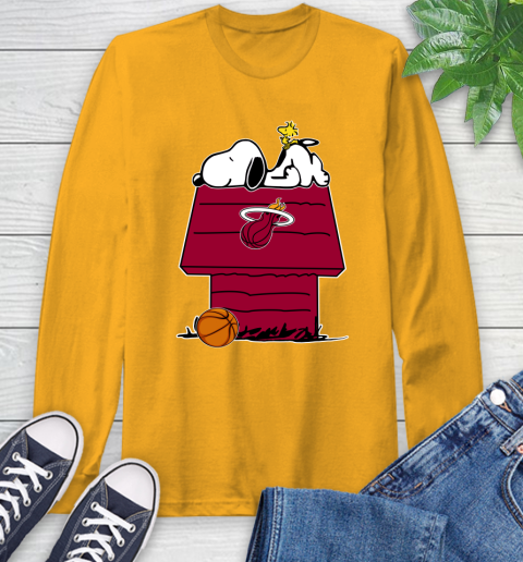 Miami Heat NBA Basketball Snoopy Woodstock The Peanuts Movie Long Sleeve T-Shirt 3