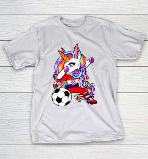 Dabbing Unicorn Croatia Soccer Fans Jersey Croatian Football T-Shirt 12