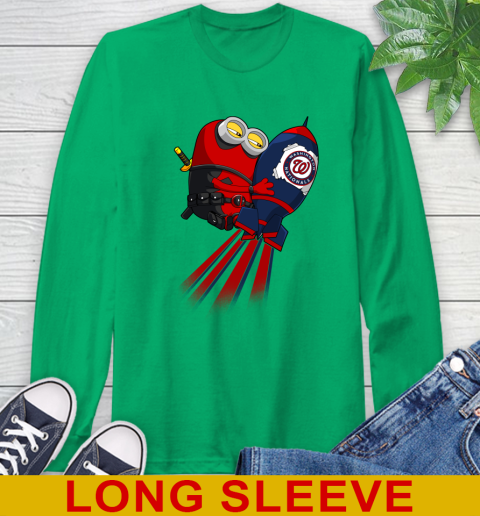 MLB Baseball Washington Nationals Deadpool Minion Marvel Shirt Long Sleeve T-Shirt 8