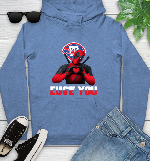 MLB Philadelphia Phillies Deadpool Love You Fuck You Baseball Sports Youth Hoodie 13