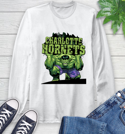 Charlotte Hornets NBA Basketball Incredible Hulk Marvel Avengers Sports Long Sleeve T-Shirt
