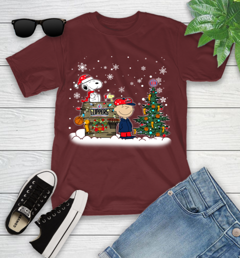 LA Clippers NBA Basketball Christmas The Peanuts Movie Snoopy Championship Youth T-Shirt 14