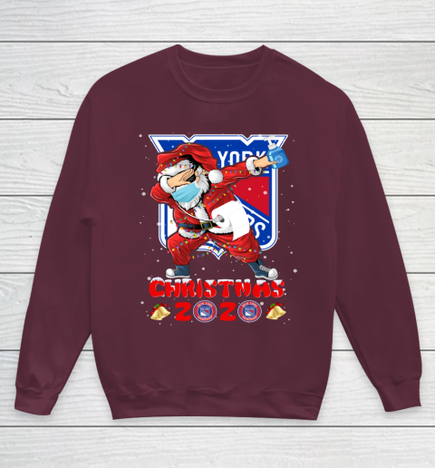 New York Rangers Funny Santa Claus Dabbing Christmas 2020 NHL Youth Sweatshirt 4