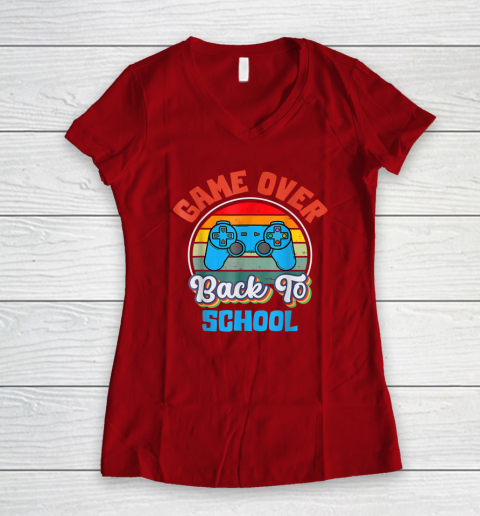 Back to School Funny Game Over Teacher Student Controller Women's V-Neck T-Shirt 13