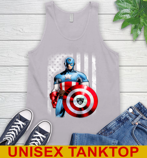 Brooklyn Nets NBA Basketball Captain America Marvel Avengers American Flag Shirt Tank Top 3