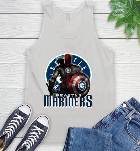 MLB Captain America Thor Spider Man Hawkeye Avengers Endgame Baseball Seattle Mariners Tank Top