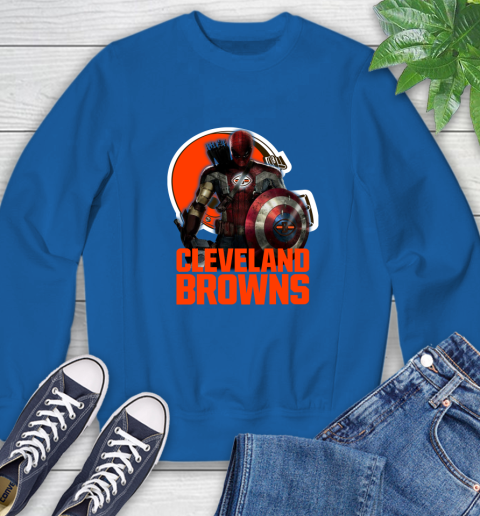 NFL Captain America Thor Spider Man Hawkeye Avengers Endgame Football Cleveland Browns Sweatshirt 8