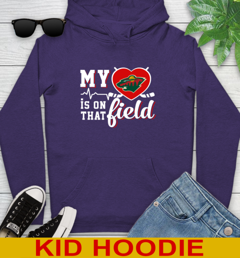 NHL My Heart Is On That Field Hockey Sports Minnesota Wild Youth Hoodie 5