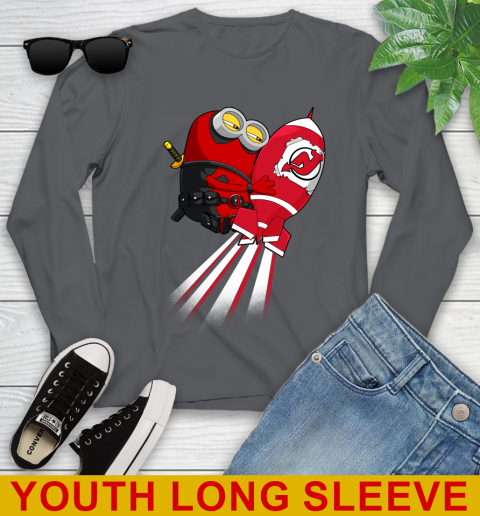 NHL Hockey New Jersey Devils Deadpool Minion Marvel Shirt Youth Long Sleeve 9
