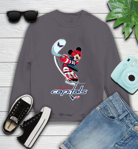 NHL Hockey Washington Capitals Cheerful Mickey Mouse Shirt Youth Sweatshirt 5