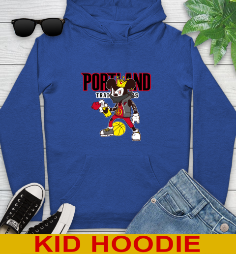 Portland Trail Blazers NBA Basketball Mickey Peace Sign Sports Youth Hoodie 10