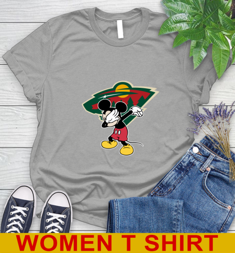 Minnesota Wild NHL Hockey Dabbing Mickey Disney Sports Women's T-Shirt 11