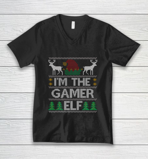 Gamer Elf Matching Family Group Christmas V-Neck T-Shirt