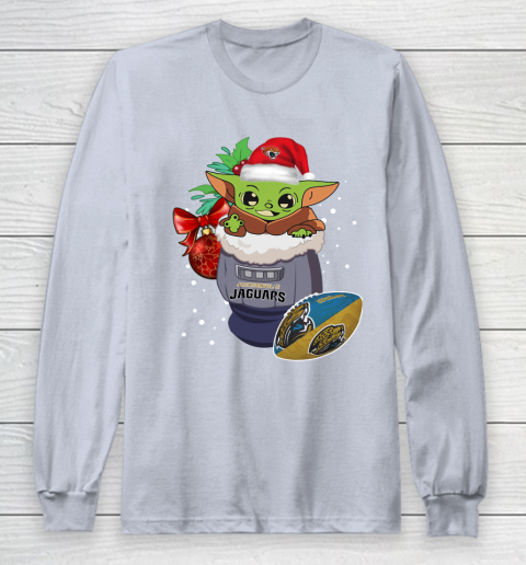 Jacksonville Jaguars Christmas Baby Yoda Star Wars Funny Happy NFL Long Sleeve T-Shirt 6