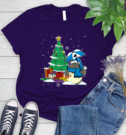 Carolina Panthers NFL Football Cute Tonari No Totoro Christmas Sports Women's T-Shirt 4
