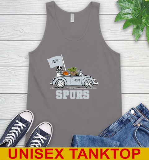 NBA Basketball San Antonio Spurs Darth Vader Baby Yoda Driving Star Wars Shirt Tank Top 7
