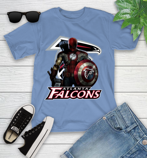 NFL Captain America Thor Spider Man Hawkeye Avengers Endgame Football Atlanta Falcons Youth T-Shirt 11