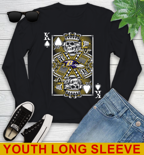 Baltimore Ravens NFL Football The King Of Spades Death Cards Shirt Youth Long Sleeve