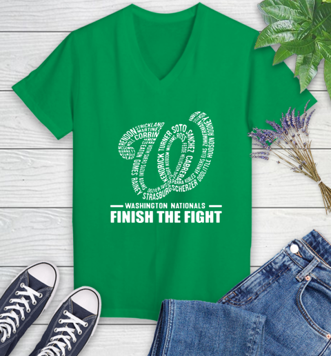 Washington Nationals finish the fight Women's V-Neck T-Shirt 5