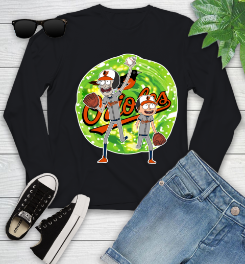 MLB Baltimore Orioles Rick And Morty Baseball Sports Youth Long Sleeve 2