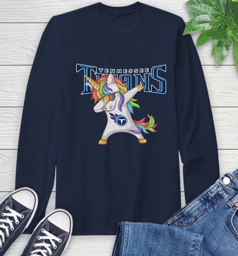 Tennessee Titans NFL Football Funny Unicorn Dabbing Sports Long Sleeve T-Shirt 4