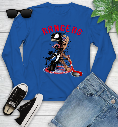 NHL New York Rangers Hockey Venom Groot Guardians Of The Galaxy Youth Long Sleeve 9
