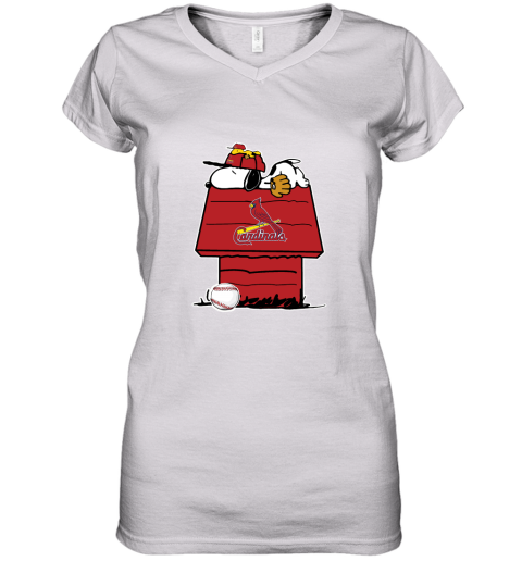 St Louis Cardinals Snoopy And Woodstock Resting Together MLB Women's V-Neck T-Shirt