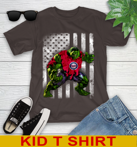 Minnesota Twins Hulk Marvel Avengers MLB Baseball American Flag Youth T-Shirt 6