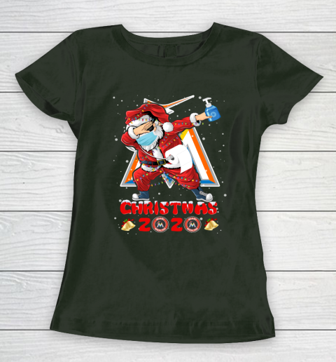 Miami Marlins Funny Santa Claus Dabbing Christmas 2020 MLB Women's T-Shirt 4