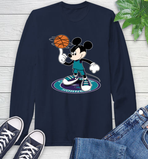 NBA Basketball Charlotte Hornets Cheerful Mickey Disney Shirt Long Sleeve T-Shirt 5 NBA Basketball Charlotte Hornets Cheerful Mickey Disney Shirt Long Sleeve T-Shirt - Image 5