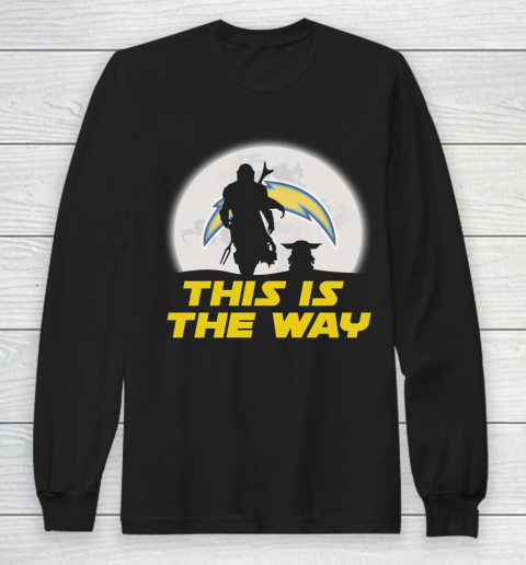 Los Angeles Chargers NFL Football Star Wars Yoda And Mandalorian This Is The Way Long Sleeve T-Shirt