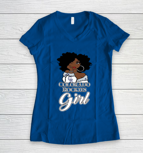 Colorado Rockiess Girl MLB Women's V-Neck T-Shirt 9