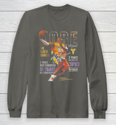 Kobe Bryant The Black Mamba 5 Times NBA Champions Signatures Long Sleeve T-Shirt 5