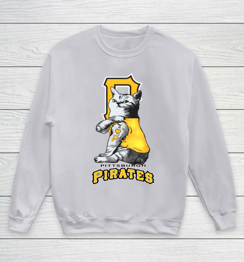 MLB Baseball My Cat Loves Pittsburgh Pirates Youth Sweatshirt 3
