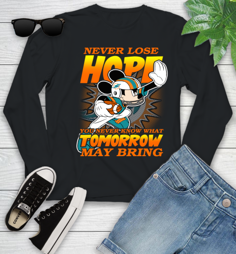 Miami Dolphins NFL Football Mickey Disney Never Lose Hope Youth Long Sleeve