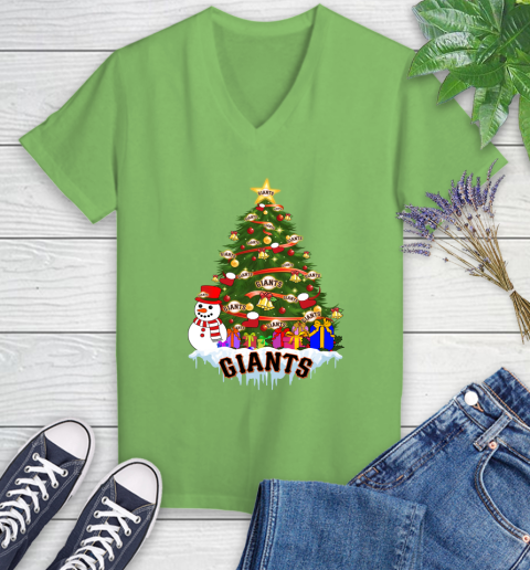 San Francisco Giants Merry Christmas MLB Baseball Sports Women's V-Neck T-Shirt 11