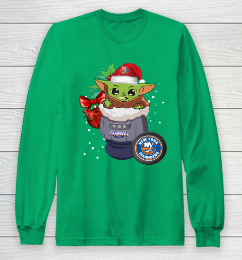 New York Islanders Christmas Baby Yoda Star Wars Funny Happy NHL Long Sleeve T-Shirt 7