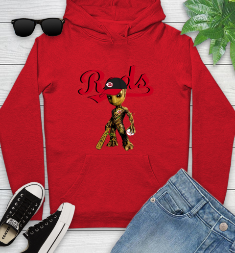 MLB Cincinnati Reds Groot Guardians Of The Galaxy Baseball Youth Hoodie 11
