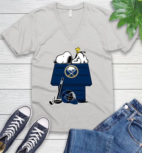 Buffalo Sabres NHL Hockey Snoopy Woodstock The Peanuts Movie V-Neck T-Shirt